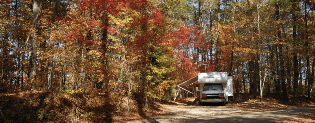Motorhome in scenic campground