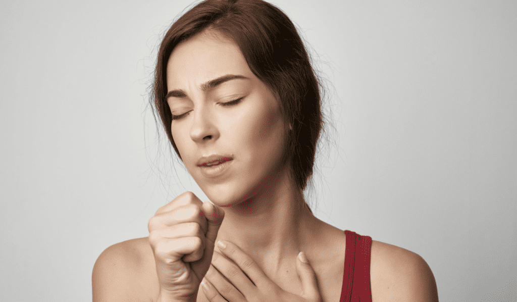 Woman with Cold Sore Throat Health Problems Lifestyle