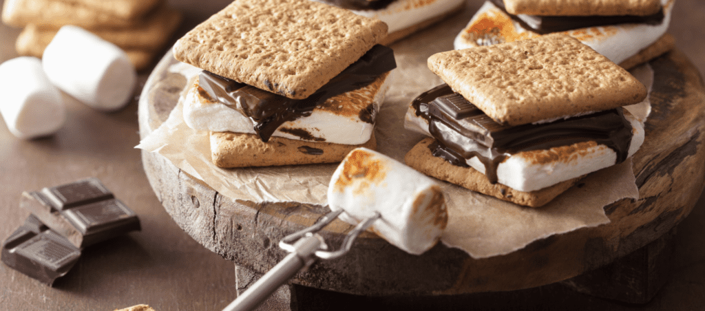 homemade marshmallow smores with chocolate on crackers
