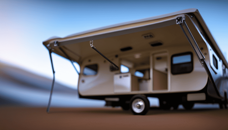An image showcasing the intricate workings of a pop-up camper lift system