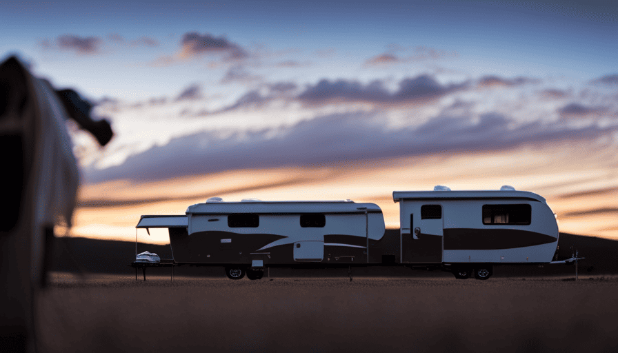 a sprawling campground beneath a twilight sky