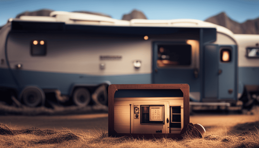 An image showcasing a vintage camper parked beside a rustic wooden sign reading "Weight Station" with a digital display revealing its weight in pounds, capturing the essence of the blog post on determining a camper's weight