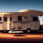 An image showcasing a sleek 24 ft camper parked on a sturdy weighing scale