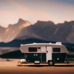 An image showcasing a 28-foot camper parked on a sturdy weighing scale, revealing its weight
