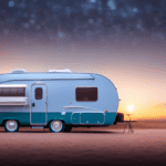 An image showcasing a sturdy pop-up camper parked on a digital scale, capturing its weight with precision