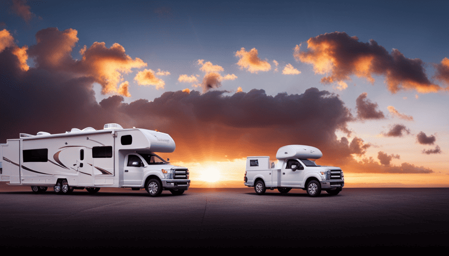 An image that showcases two truck campers side by side, highlighting their sleek designs and luxurious features