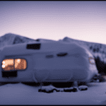 An image showcasing a cozy camper surrounded by a winter wonderland
