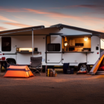 An image showcasing a spacious, well-organized storage unit filled with neatly stacked camping gear, outdoor essentials, and a securely parked camper, highlighting the convenience and affordability of storing a camper