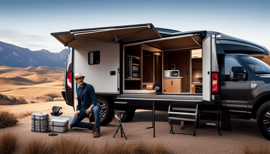 An image showcasing a step-by-step guide on building a slide-in truck camper