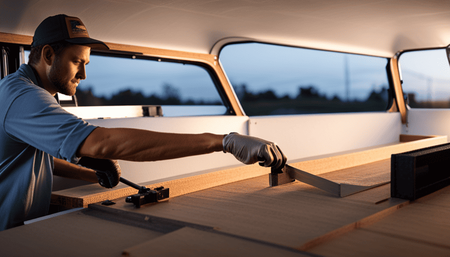An image showcasing a step-by-step guide on building a truck bed camper
