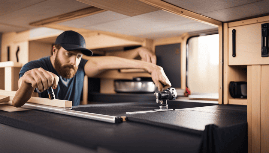 An image showcasing a hands-on tutorial on building a truck camper