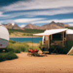 An image showcasing a sprawling campground, filled with a variety of sleek, modern campers