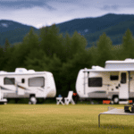 An image showcasing a wide variety of well-maintained used campers parked on a spacious lot