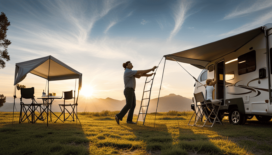An image depicting a step-by-step guide to changing the awning on a camper