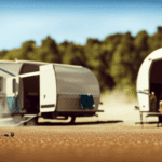 An image showcasing a bright sunny day with a sparkling camper exterior