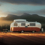 An image of an old camper parked in a serene and secluded forest clearing