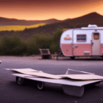An image showcasing a vintage camper parked against a scenic backdrop, its weathered exterior hinting at untold tales