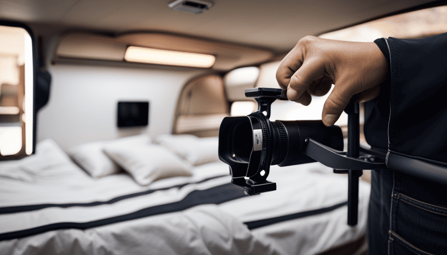An image capturing a skilled hand drilling into a camper's wall, securing a sturdy TV mount