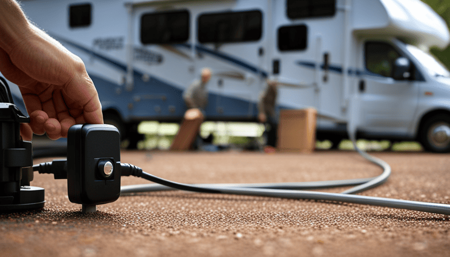 An image showcasing a step-by-step guide on connecting a camper to power