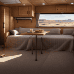 An image showcasing a neatly organized, spacious camper interior