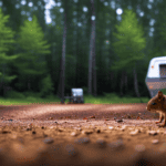 An image showcasing a campsite with a tightly sealed camper door protected by a sturdy metal mesh covering all openings