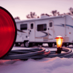An image highlighting a camper's water system protected from freezing