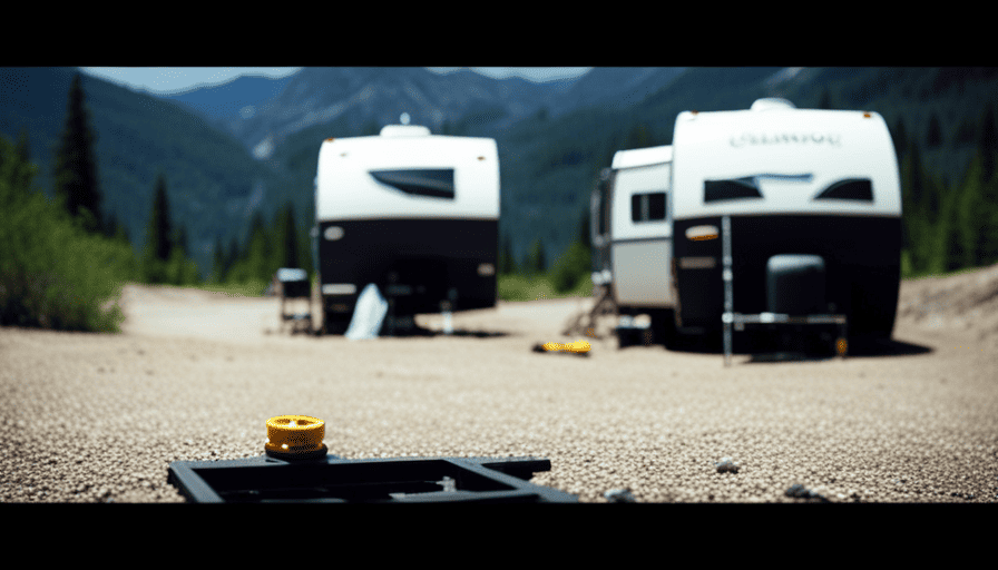 An image illustrating a camper parked on uneven ground
