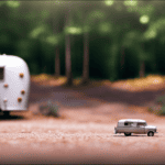 An image showcasing a camper trailer parked on a level surface