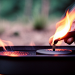 An image showcasing a close-up view of a camper water heater's pilot light being ignited