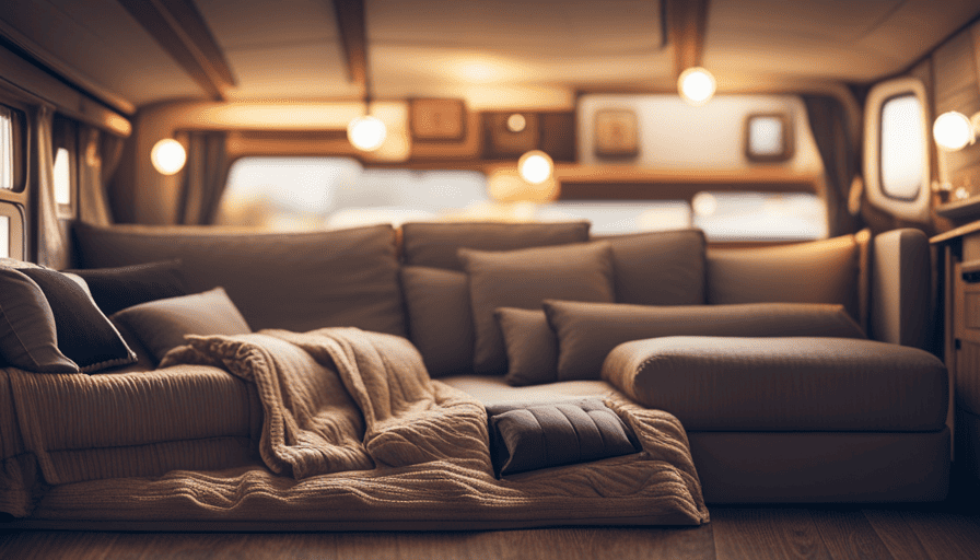 An image showcasing a cozy camper interior