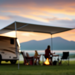 An image showcasing a camper surrounded by a custom-made, retractable awning
