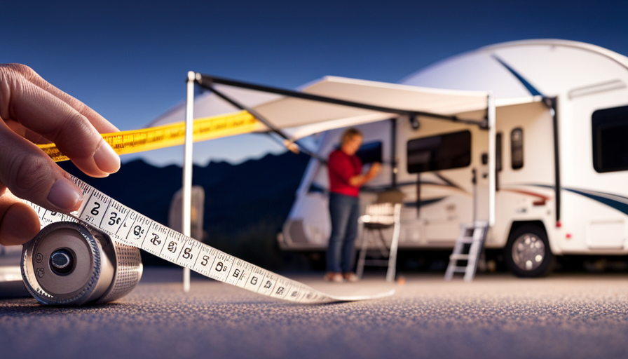 An image showcasing a camper awning measurement guide