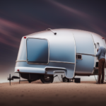 An image of a person standing outside a pop-up camper