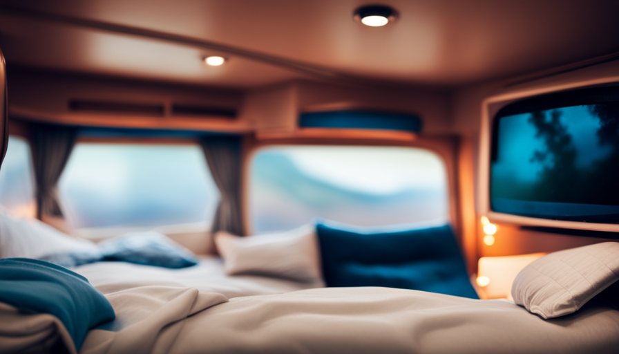 An image showcasing a cozy camper interior transformed by a fresh coat of paint
