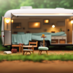 An image showcasing a transformed utility trailer into a cozy camper