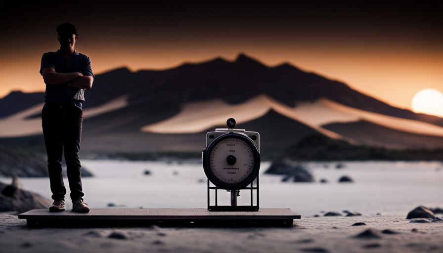 An image that showcases a camper being carefully weighed on a scale, displaying the precise dry weight