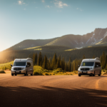 An image showcasing a sleek, compact Class B camper van parked amidst a picturesque wilderness backdrop