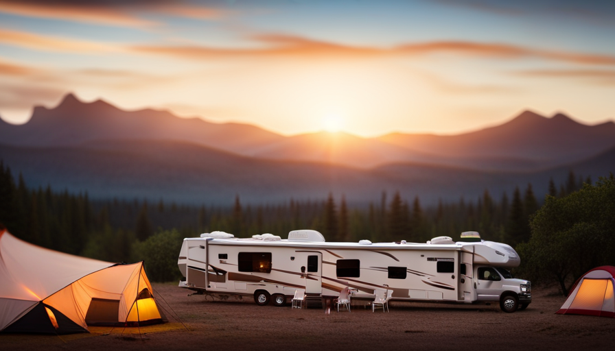 An image featuring a sprawling campground, where gigantic recreational vehicles dominate the scene