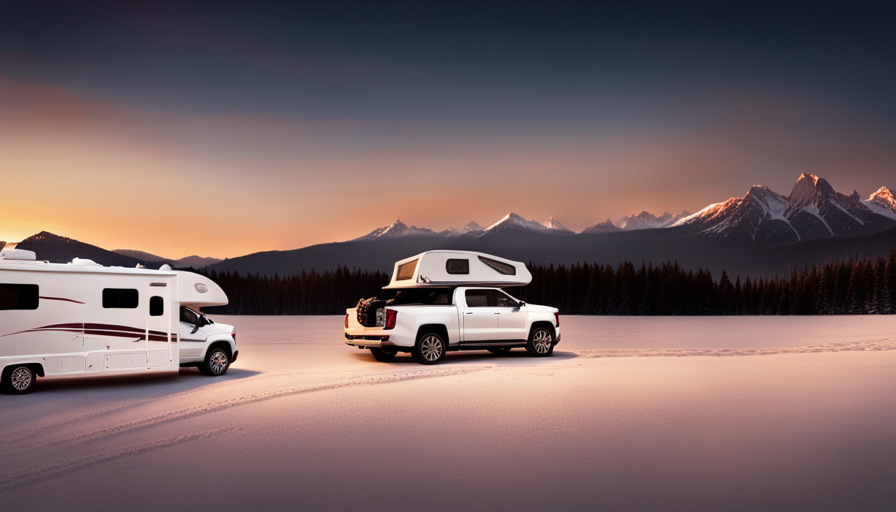 An image showcasing a majestic Chevrolet Tahoe effortlessly towing a spacious camper trailer, highlighting the Tahoe's strength and versatility