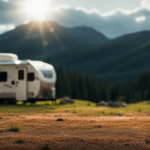 An image showcasing a spacious camper nestled amidst serene wilderness, with a powerful generator seamlessly integrated into the vehicle's design