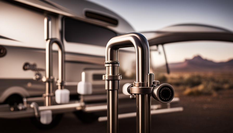 An image showcasing the intricate plumbing system of a camper, revealing the varying sizes of water lines