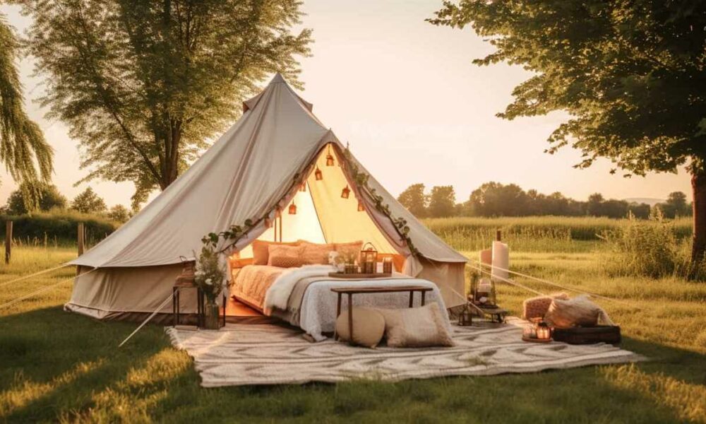 Glamping Thorsten Meyer Create an image showcasing a luxurious glamping s 63451335 50a6 489f ad28 c23c84eb8257 IP410969