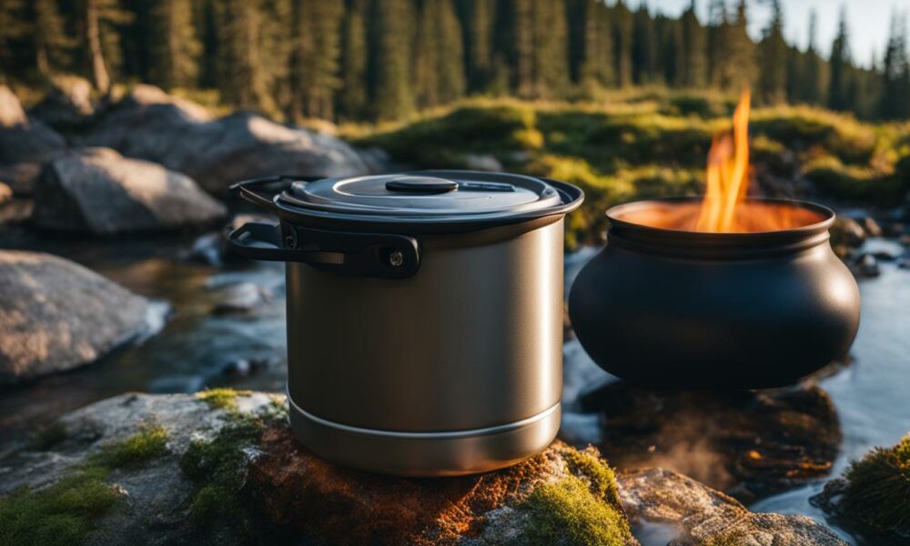 camping pot for boiling water
