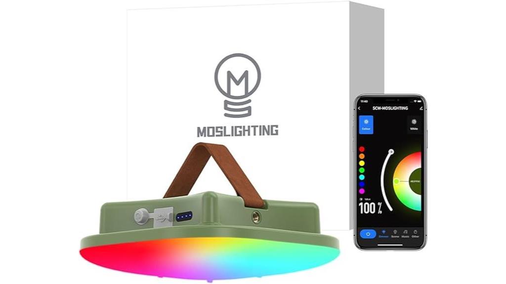 bluetooth controlled rgb camping lantern