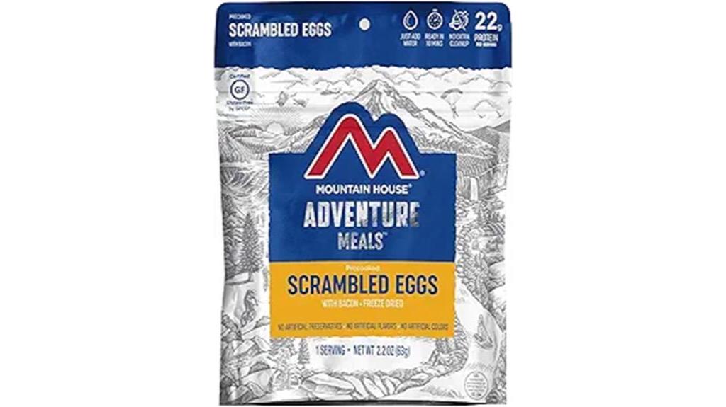 freeze dried camping egg meal