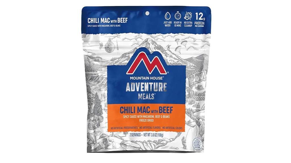 freeze dried chili mac meal