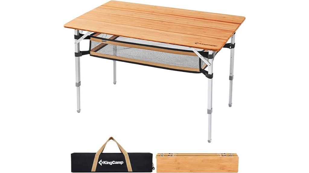 portable bamboo camping table