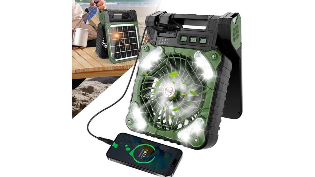 solar battery fan with light