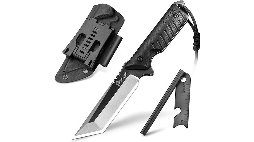 survival knife with firestarter