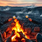 lava field camping marshmallows